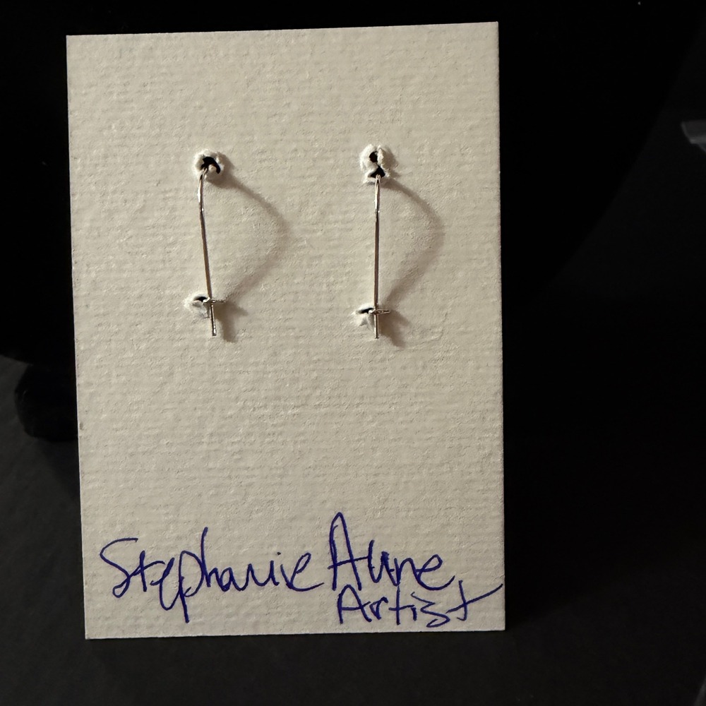 Ceramic Orb Copper Dangle Earrings Stephanie Aune Artist Tan Boho J3019 - Picture 2 of 4